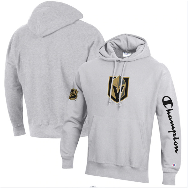 Men's Vegas Golden Knights Champion Heathered Gray Reverse Weave Pullover Hoodie